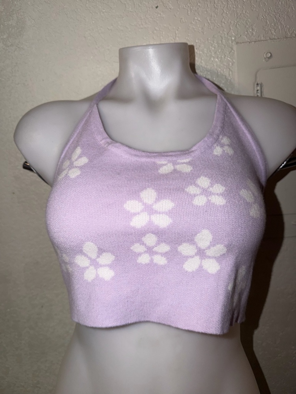 Tilly's Lavender Floral Halter Crop Top